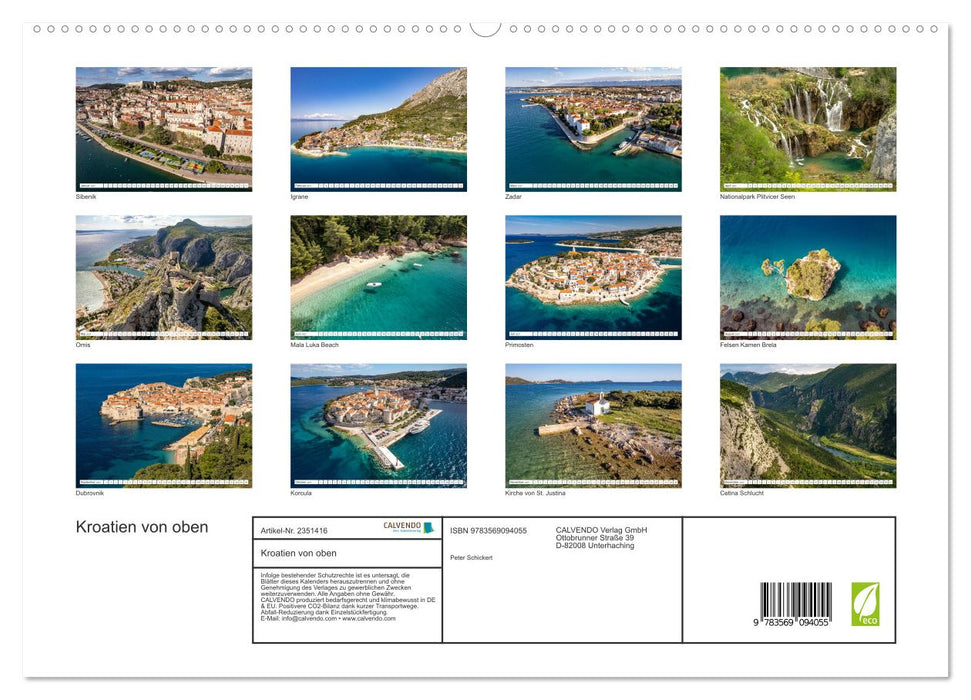 Kroatien von oben (CALVENDO Premium Wandkalender 2027)