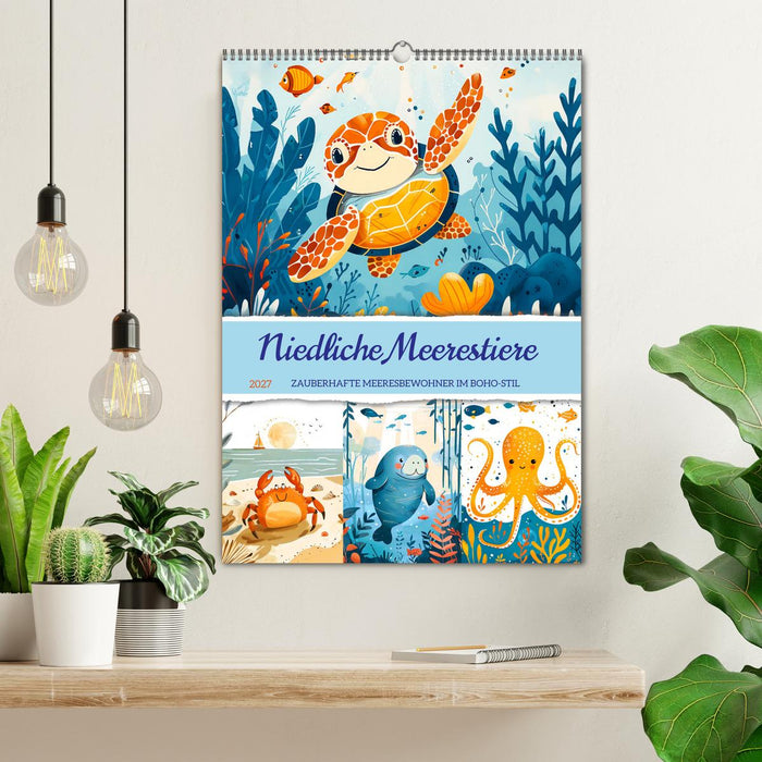 Niedliche Meerestiere - Zauberhafte Meeresbewohner im Boho-Stil (CALVENDO Wandkalender 2027)
