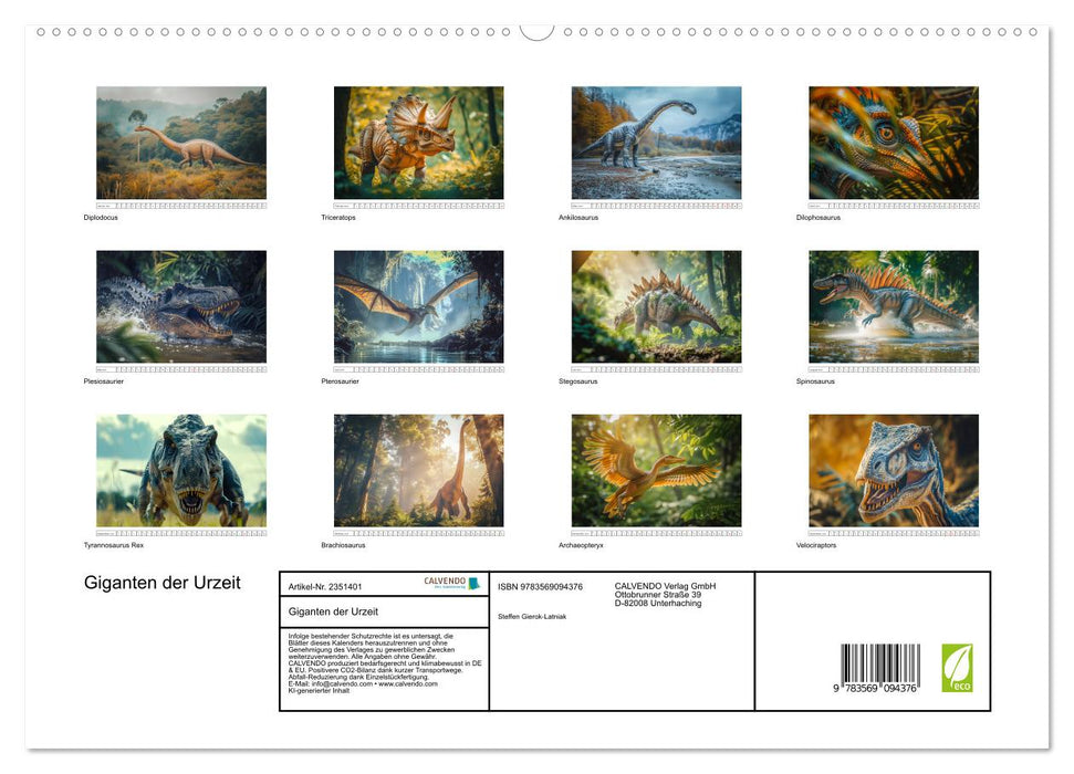 Giganten der Urzeit (CALVENDO Premium Wandkalender 2027)