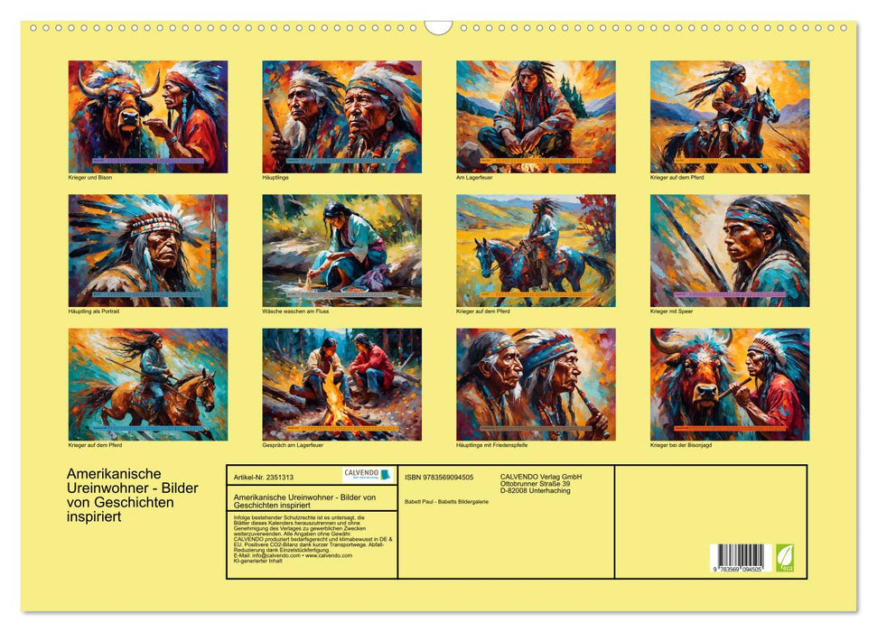 Amerikanische Ureinwohner - Bilder von Geschichten inspiriert (CALVENDO Wandkalender 2027)