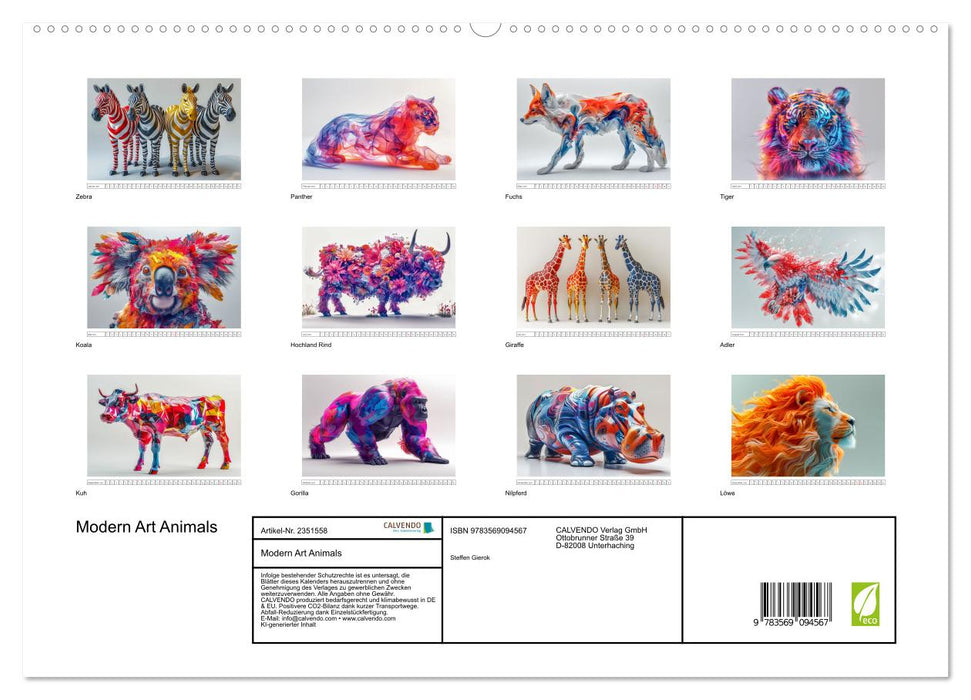 Modern Art Animals (CALVENDO Premium Wandkalender 2027)