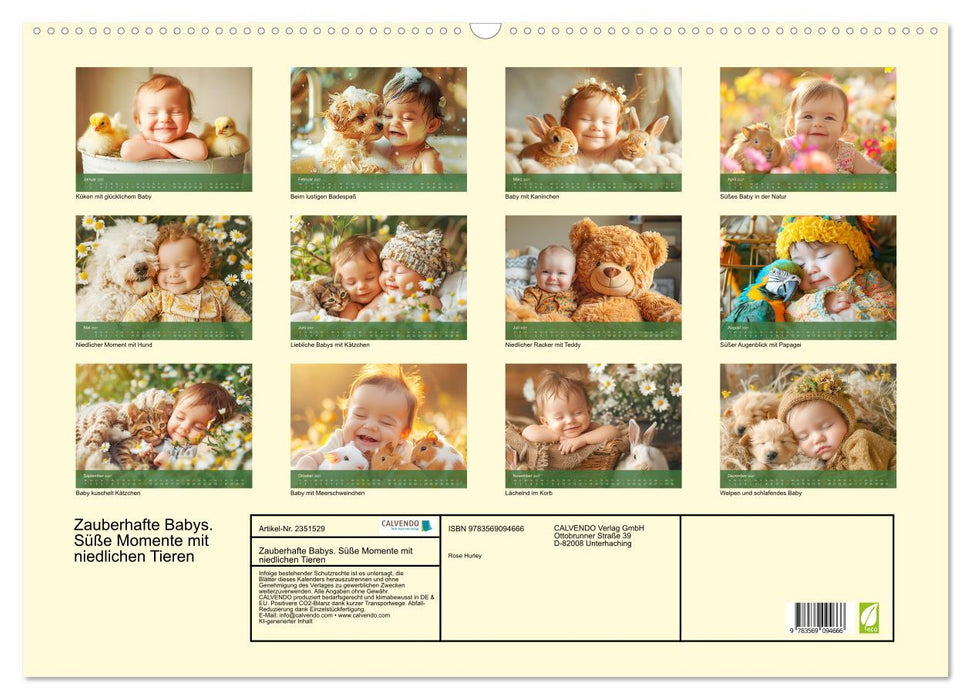 Zauberhafte Babys. Süße Momente mit niedlichen Tieren (CALVENDO Wandkalender 2027)