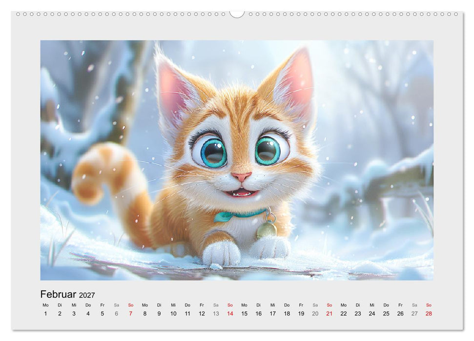 Katzen-Paradies. Entzückende Cartoon-Kätzchen zum verlieben (CALVENDO Premium Wandkalender 2027)
