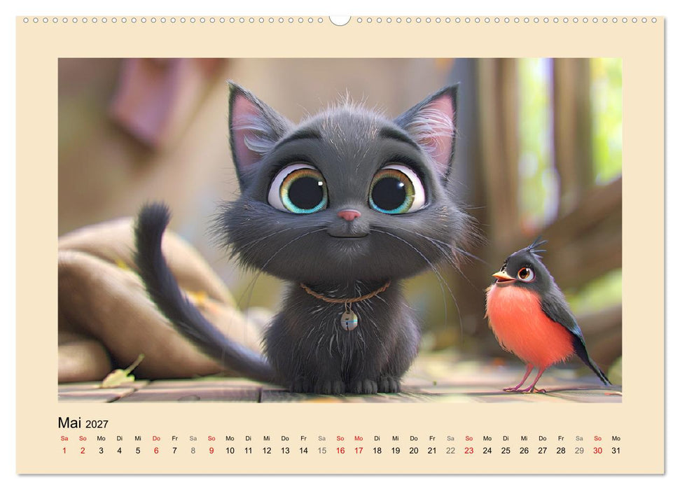 Katzen-Paradies. Entzückende Cartoon-Kätzchen zum verlieben (CALVENDO Premium Wandkalender 2027)
