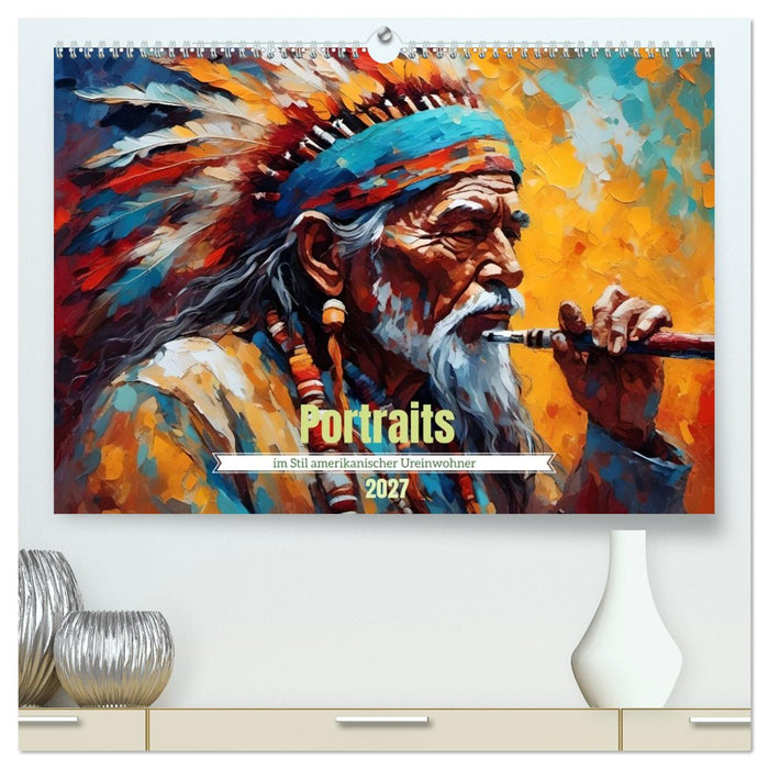 Portraits im Stil amerikanischer Ureinwohner (CALVENDO Premium Wandkalender 2027)