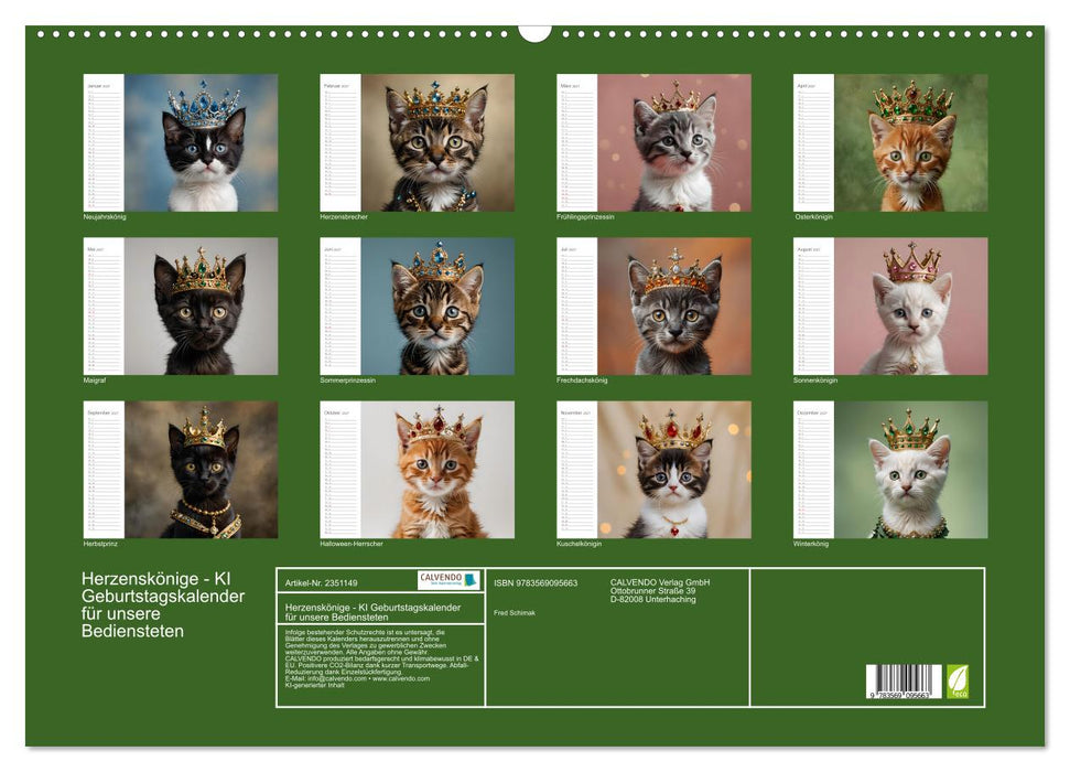 Herzenskönige - KI Geburtstagskalender für unsere Bediensteten (CALVENDO Wandkalender 2027)