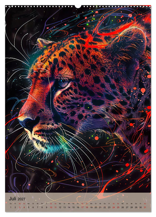 Raubkatzen - Geschmeidige Jäger im Neonlicht (CALVENDO Premium Wandkalender 2027)