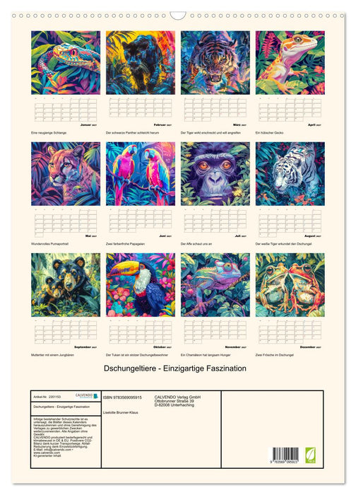 Dschungeltiere - Einzigartige Faszination (CALVENDO Wandkalender 2027)