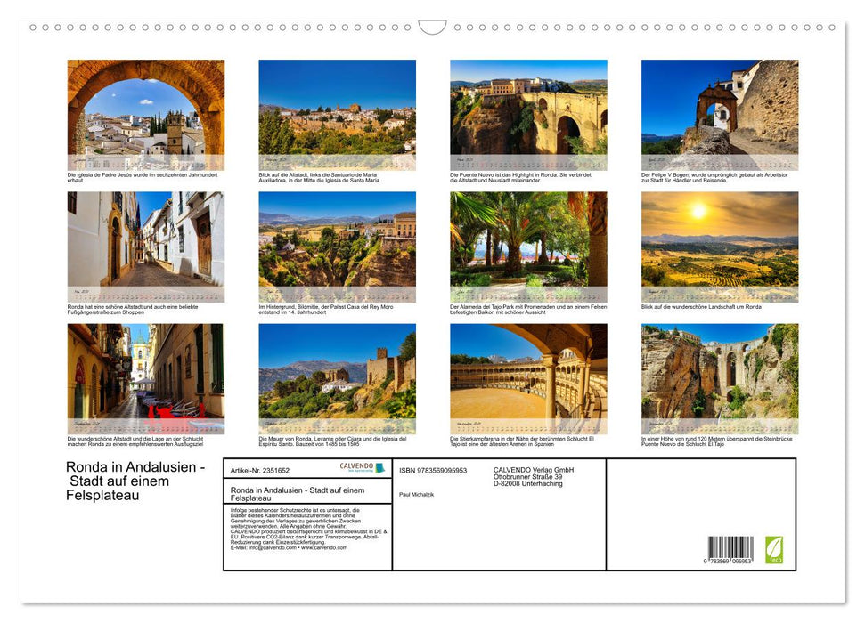 Ronda in Andalusien - Stadt auf einem Felsplateau (CALVENDO Wandkalender 2027)