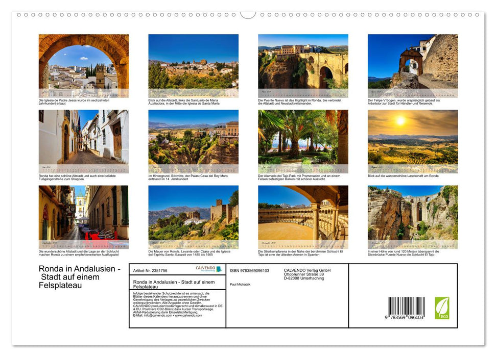 Ronda in Andalusien - Stadt auf einem Felsplateau (CALVENDO Premium Wandkalender 2027)