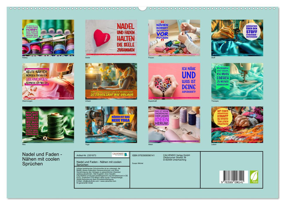 Nadel und Faden - Nähen mit coolen Sprüchen (CALVENDO Premium Wandkalender 2027)