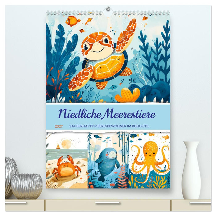 Niedliche Meerestiere - Zauberhafte Meeresbewohner im Boho-Stil (CALVENDO Premium Wandkalender 2027)