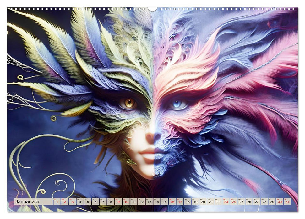 Vogelfrauen Surreale Schönheiten (CALVENDO Wandkalender 2027)