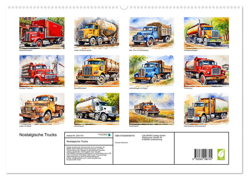 Nostalgische Trucks (CALVENDO Premium Wandkalender 2027)