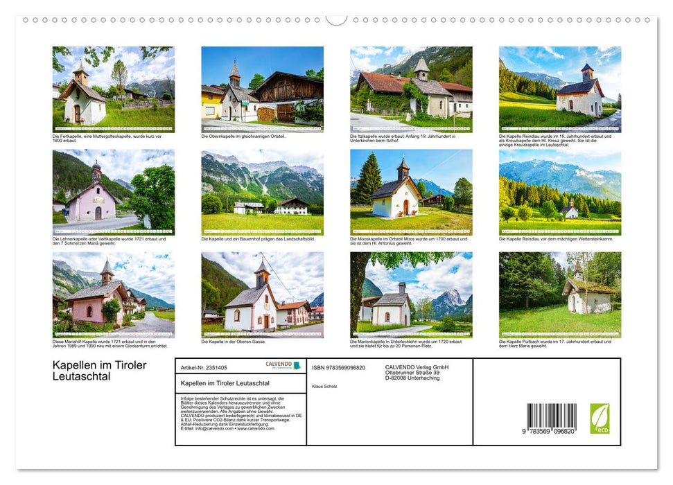 Kapellen im Tiroler Leutaschtal (CALVENDO Premium Wandkalender 2027)