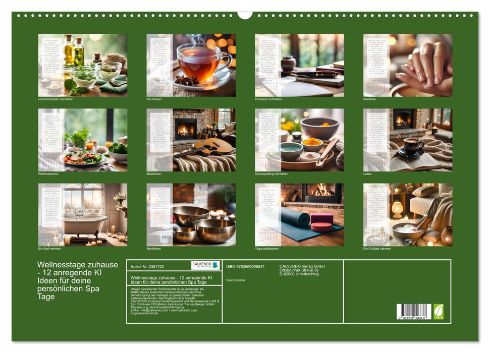Wellnesstage zuhause - 12 anregende KI Ideen für deine persönlichen Spa Tage (CALVENDO Wandkalender 2027)