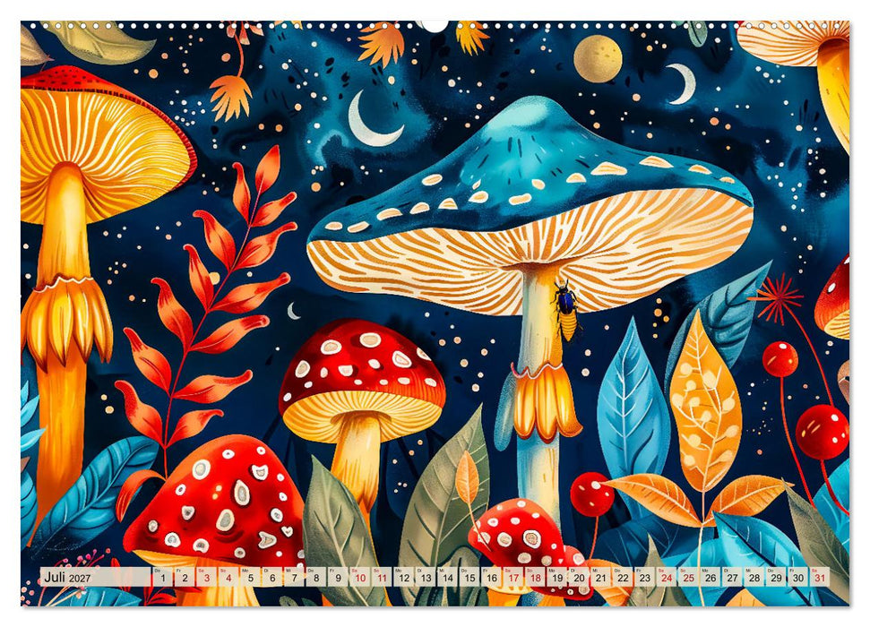 Zauberwelt der Pilze - Fantasievolle Pilze im verwunschenen Wald (CALVENDO Premium Wandkalender 2027)