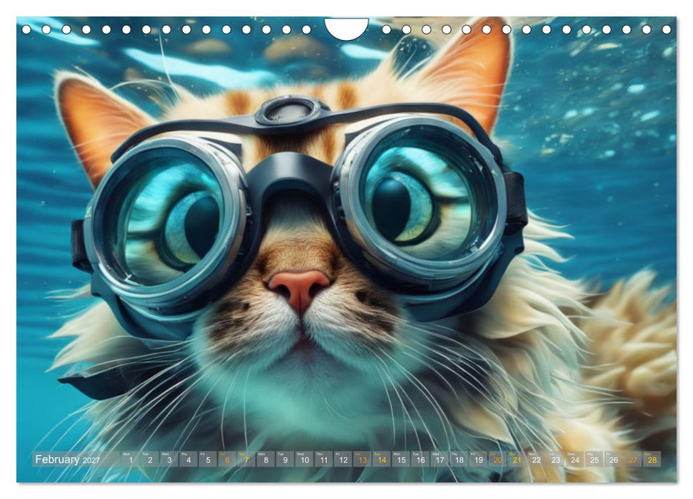 Cats underwater (CALVENDO Monthly Calendar 2027)