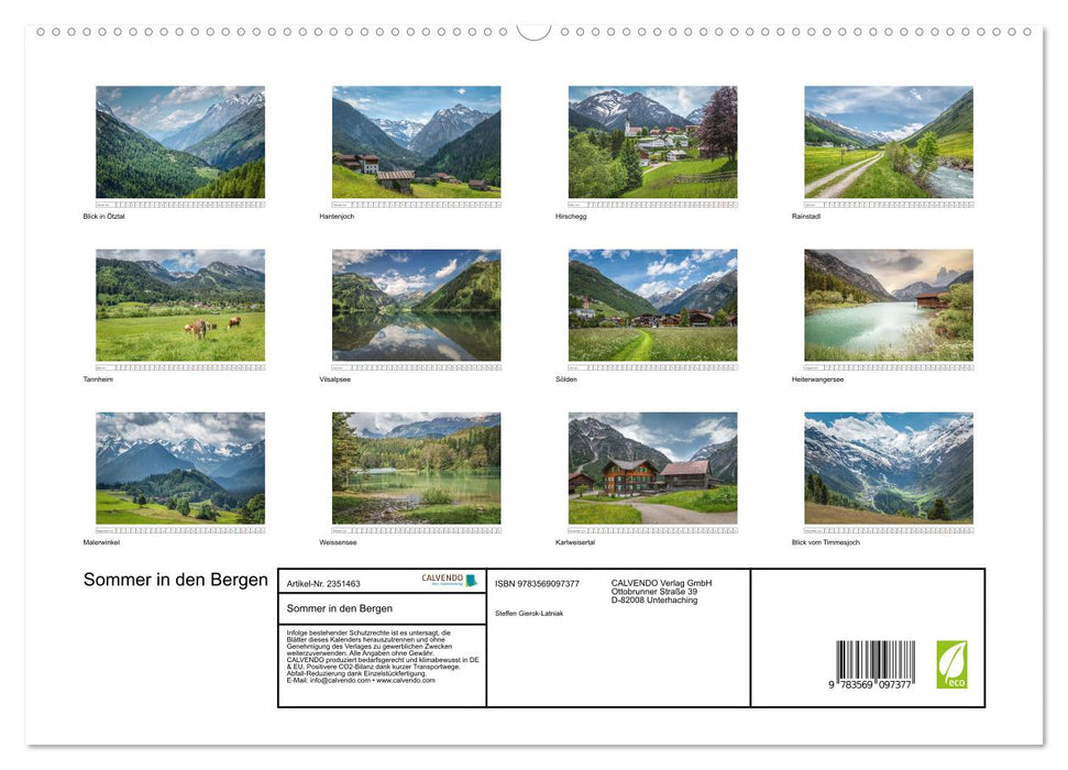 Sommer in den Bergen (CALVENDO Premium Wandkalender 2027)