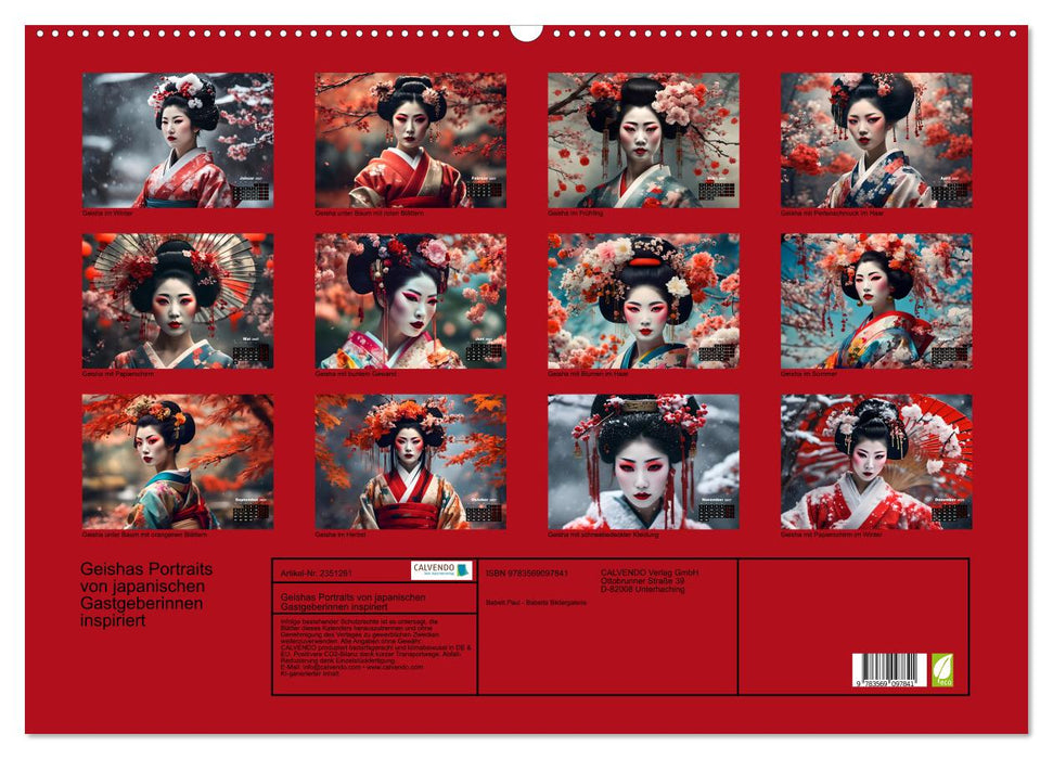 Geishas Portraits von japanischen Gastgeberinnen inspiriert (CALVENDO Wandkalender 2027)