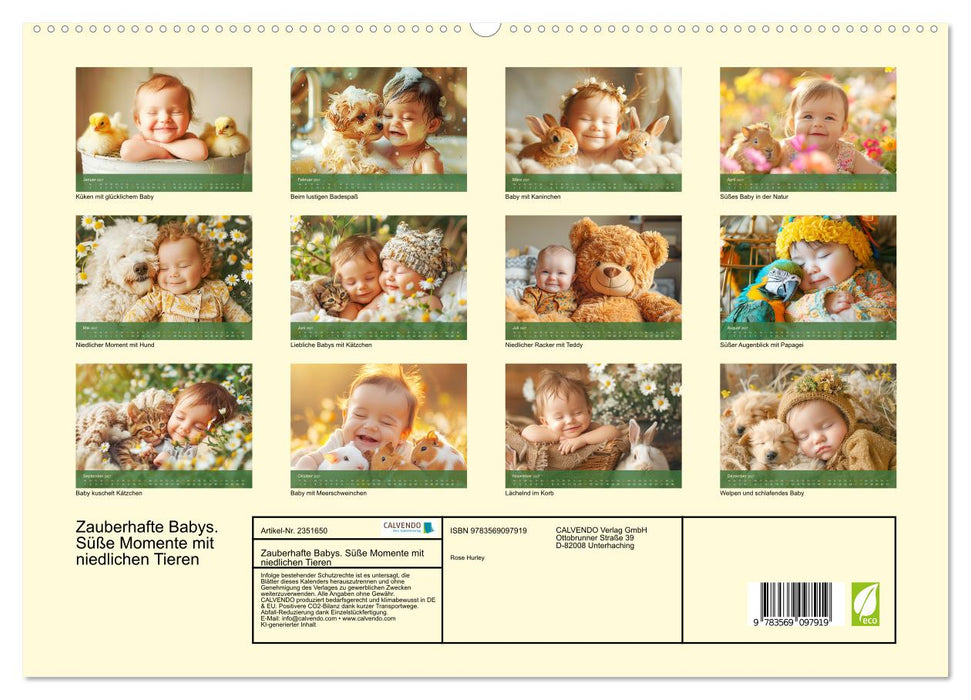 Zauberhafte Babys. Süße Momente mit niedlichen Tieren (CALVENDO Premium Wandkalender 2027)