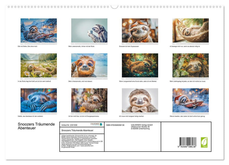 Snoozers Träumende Abenteuer (CALVENDO Premium Wandkalender 2027)