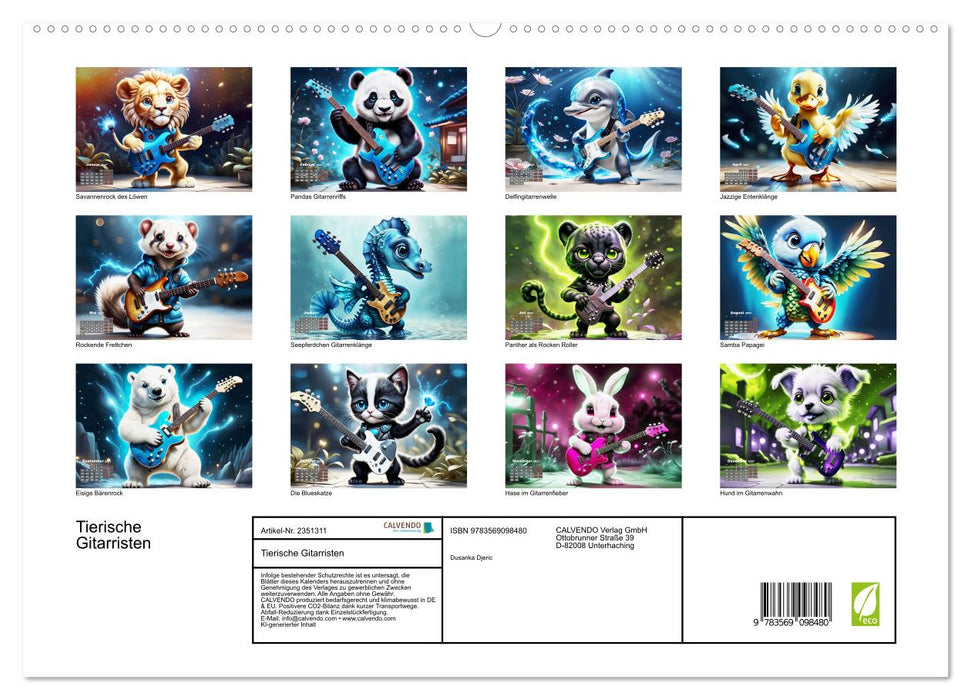 Tierische Gitarristen (CALVENDO Premium Wandkalender 2027)