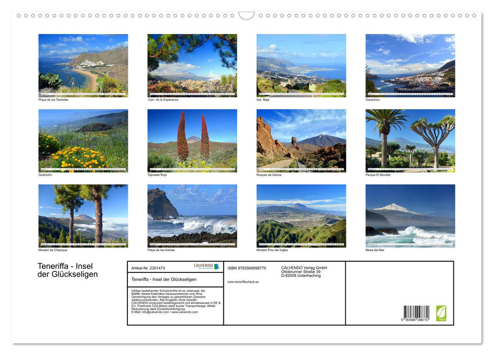 Teneriffa - Insel der Glückseligen (CALVENDO Wandkalender 2027)