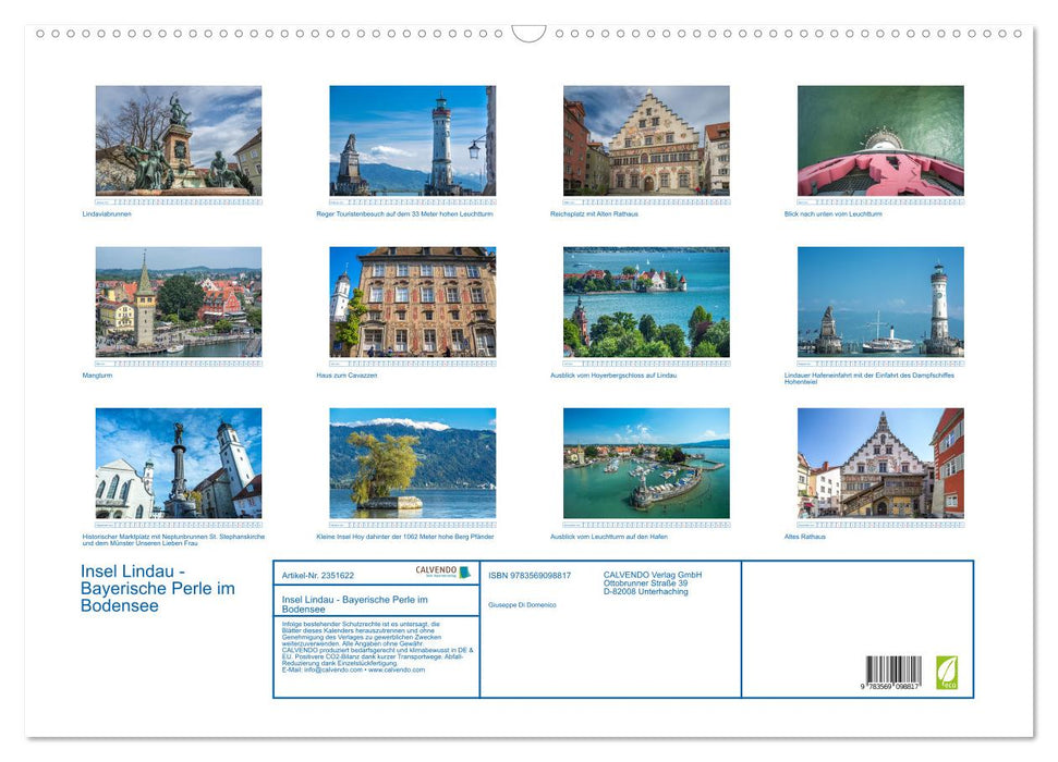 Insel Lindau - Bayerische Perle im Bodensee (CALVENDO Wandkalender 2027)