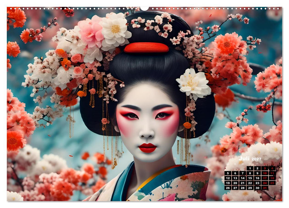 Geishas Portraits von japanischen Gastgeberinnen inspiriert (CALVENDO Premium Wandkalender 2027)