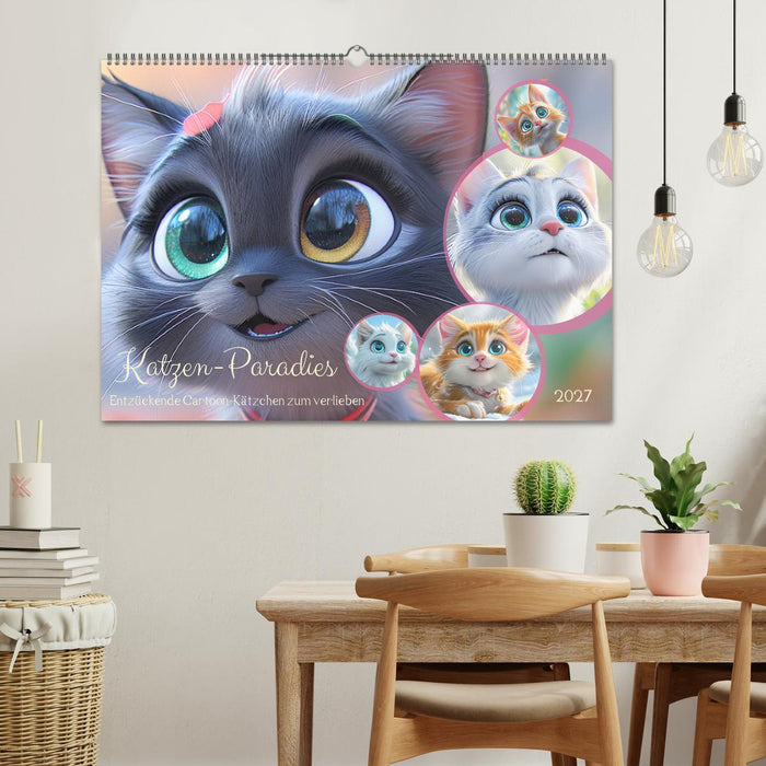 Katzen-Paradies. Entzückende Cartoon-Kätzchen zum verlieben (CALVENDO Wandkalender 2027)
