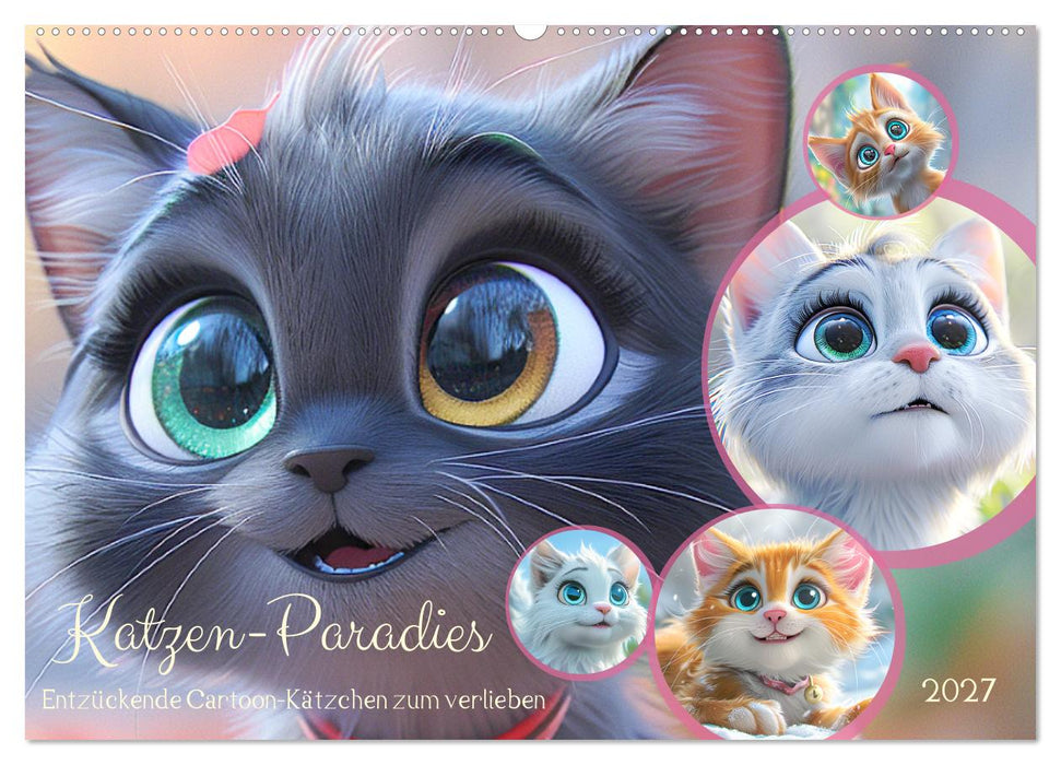 Katzen-Paradies. Entzückende Cartoon-Kätzchen zum verlieben (CALVENDO Wandkalender 2027)