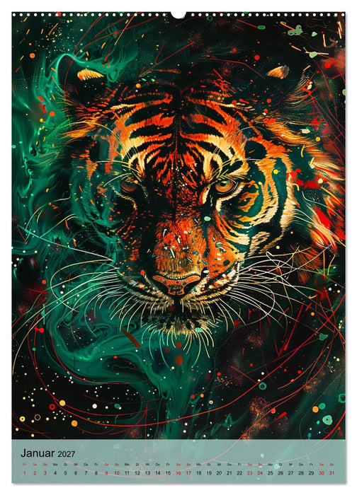 Raubkatzen - Geschmeidige Jäger im Neonlicht (CALVENDO Wandkalender 2027)