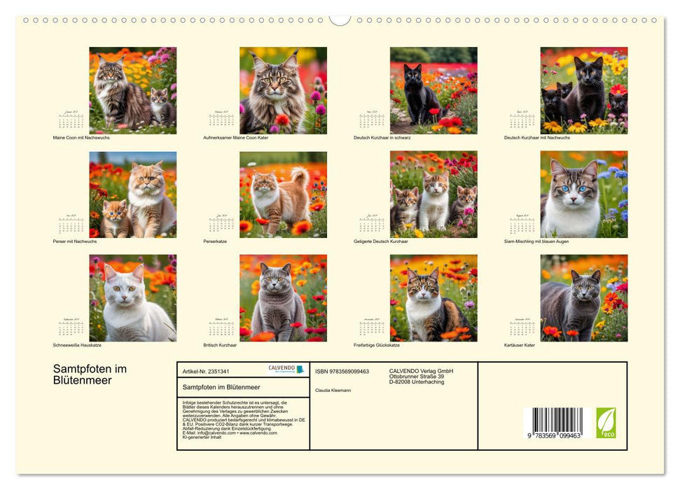 Samtpfoten im Blütenmeer (CALVENDO Premium Wandkalender 2027)