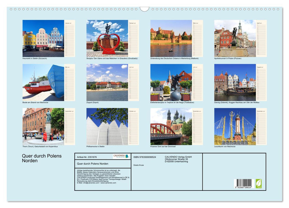 Quer durch Polens Norden (CALVENDO Wandkalender 2027)