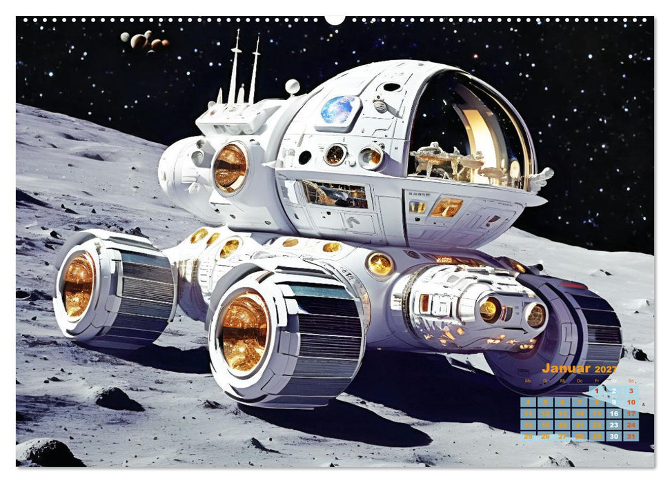 Im Weltall unterwegs - Verrückte Fahrzeuge im Universum (CALVENDO Premium Wandkalender 2027)