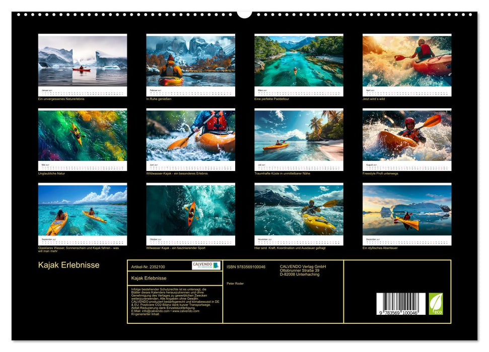 Kajak Erlebnisse (CALVENDO Premium Wandkalender 2027)