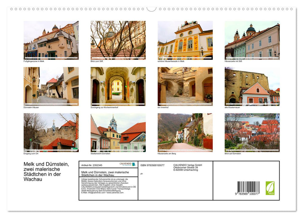 Melk und Dürnstein, zwei malerische Städtchen in der Wachau (CALVENDO Premium Wandkalender 2027)