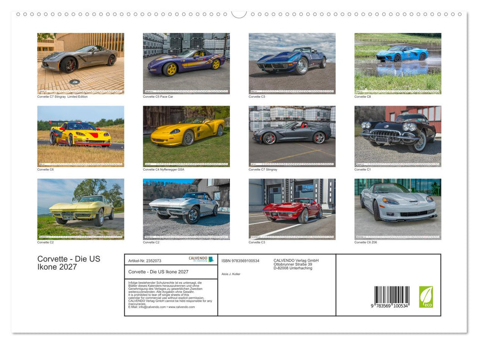 Corvette - Die US Ikone 2027 (CALVENDO Premium Wandkalender 2027)
