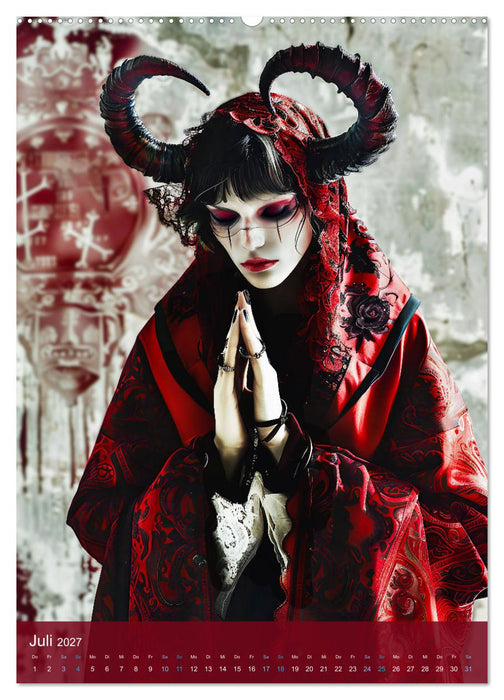 Teuflische Gothics - Gothic, Girls und Hörner (CALVENDO Premium Wandkalender 2027)