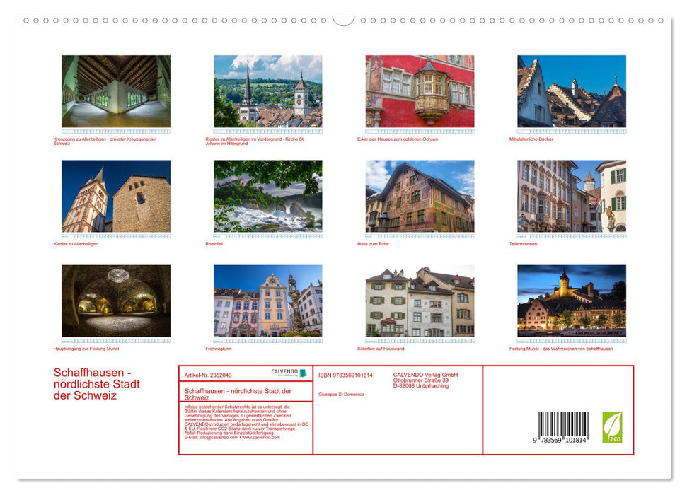 Schaffhausen - nördlichste Stadt der Schweiz (CALVENDO Premium Wandkalender 2027)