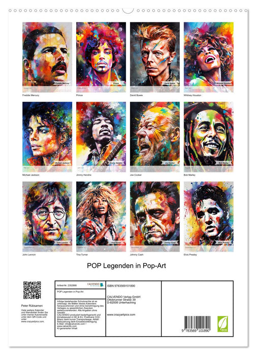 POP Legenden in Pop-Art (CALVENDO Premium Wandkalender 2027)