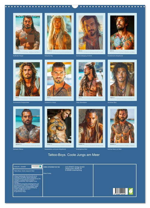 Tattoo-Boys. Coole Jungs am Meer (CALVENDO Wandkalender 2027)