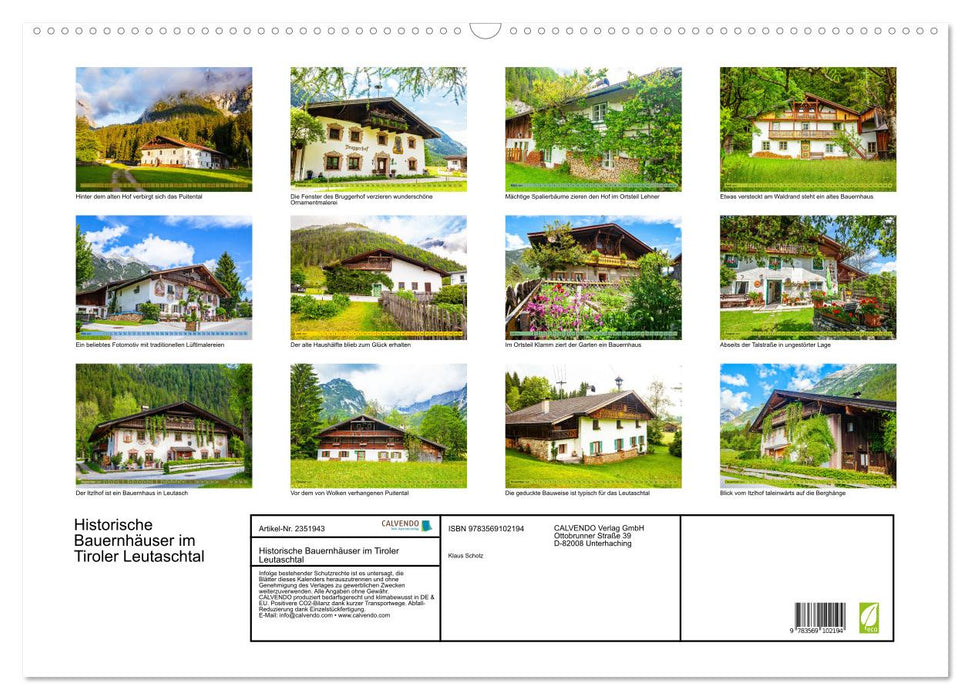 Historische Bauernhäuser im Tiroler Leutaschtal (CALVENDO Wandkalender 2027)