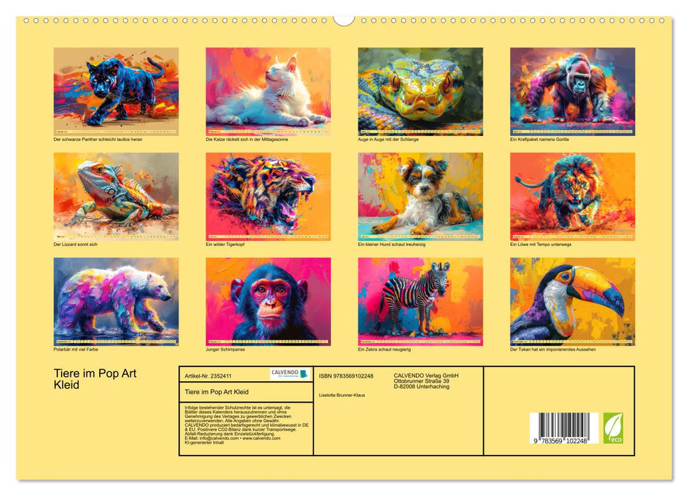 Tiere im Pop Art Kleid (CALVENDO Premium Wandkalender 2027)