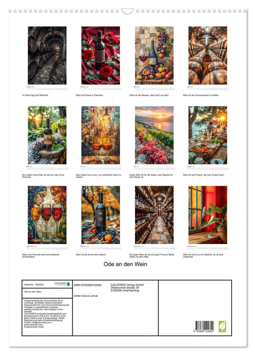 Ode an den Wein (CALVENDO Wandkalender 2027)