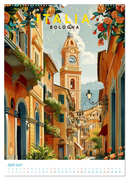 Italien - Old School Poster Style (CALVENDO Premium Wandkalender 2027)