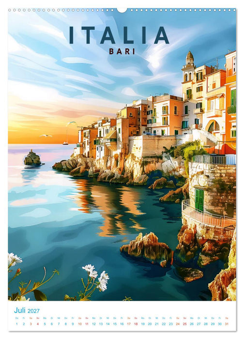 Italien - Old School Poster Style (CALVENDO Premium Wandkalender 2027)