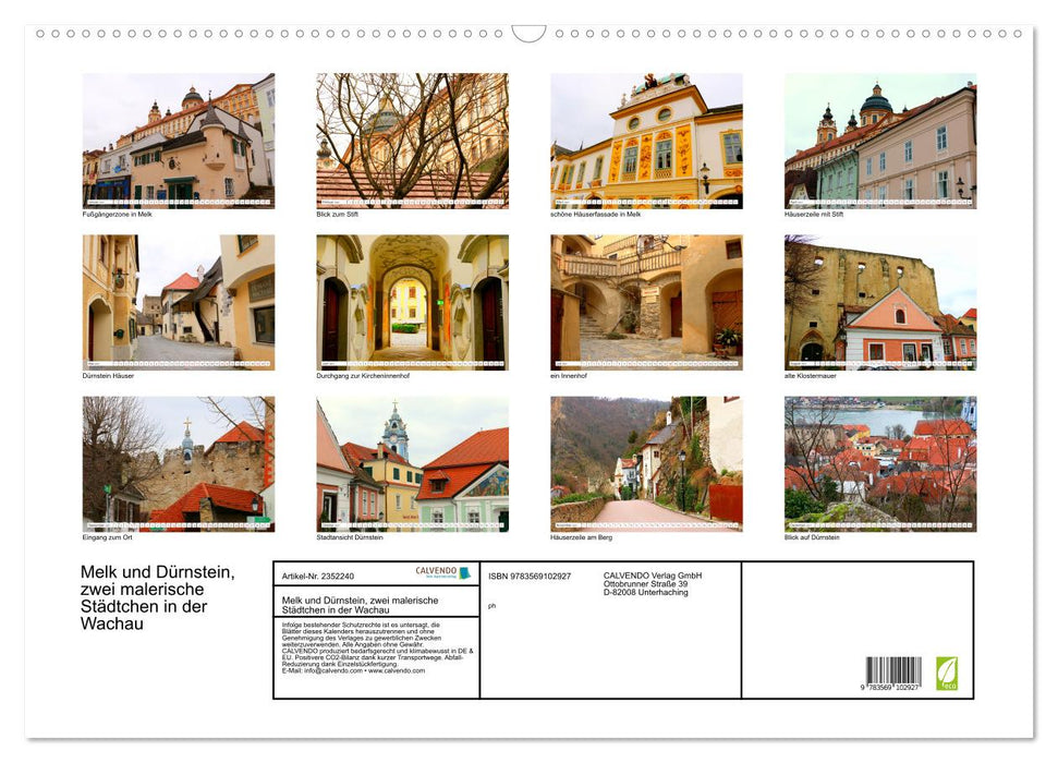 Melk und Dürnstein, zwei malerische Städtchen in der Wachau (CALVENDO Wandkalender 2027)