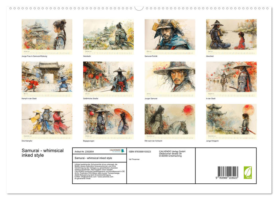 Samurai - whimsical inked style (CALVENDO Premium Wandkalender 2027)